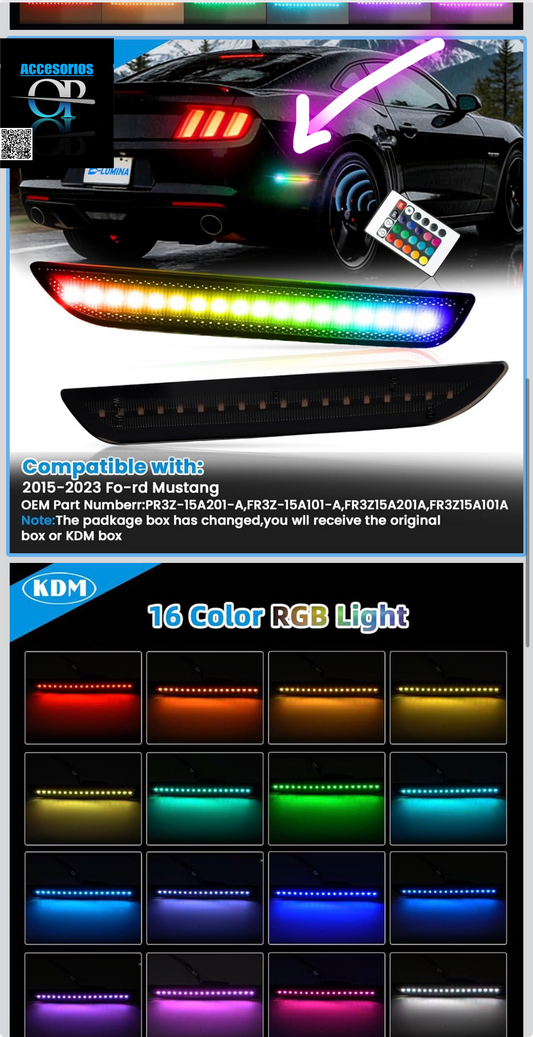 Luces reflectoras RGB Mustang 2015-2023 🟪🟦🟩🟨🟧🟥